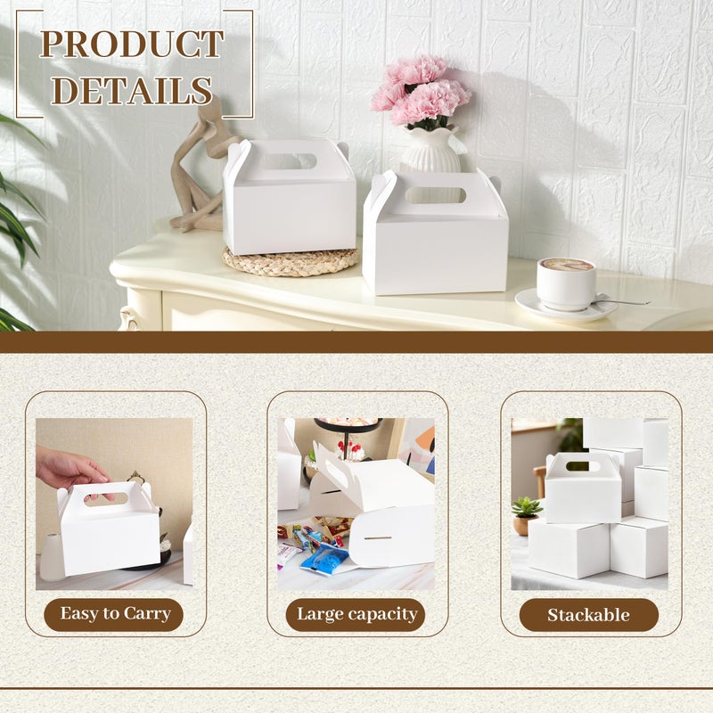 LOKQING 7x3.85x3.85 Inches Party Favor Boxes White Treat Boxes Gable Boxes Paper Gift Boxes for Baby Showers Birthday Party Wedding (25 Pack) - Image 4